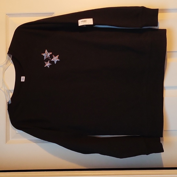 Old Navy Tops - NWT! Black Old Navy Sweatshirt with Stars! Size Small!